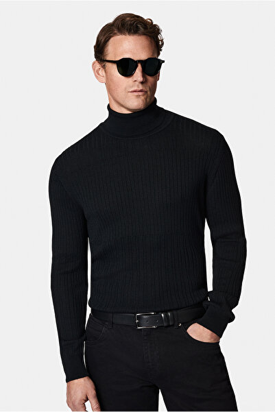 Abdullah Kiğılı Turtleneck Regular Fit Patterned Wool Knitwear Sweater