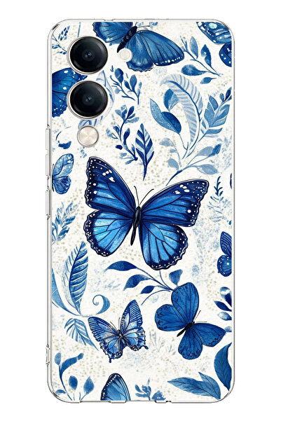 TechTree حافظة سيليكون متوافقة مع Vivo Y04 باللون الأزرق مطبوع