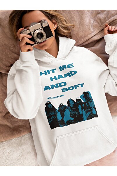 SEVBANO هودي بيلي إيليش هيت مي هارد آند سوفت مطبوع للجنسين قصة فضفاضة للمغني