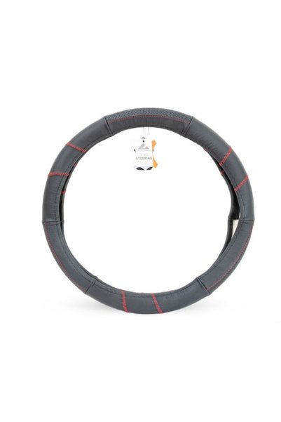 AUTOMAX Husă volan din piele, 37-39 cm, neagră cu inserții roșii