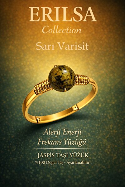 Erilsa Certified Allergy Energy Frequency Ring – Gold Thin Case with Yellow V...