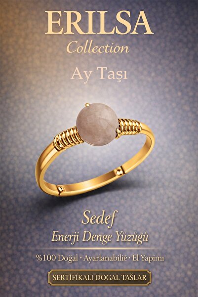Erilsa Certified Energy Balance Ring – Gold Thin Case with Moonstone Adjustme...