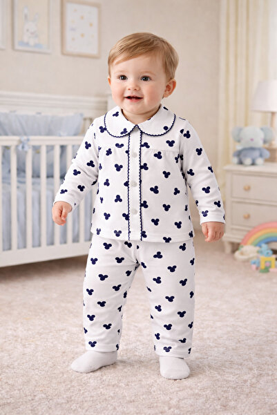 Melisa Ticaret Baby Boy Teddy Bear Themed Printed 2-Piece Pajama Set