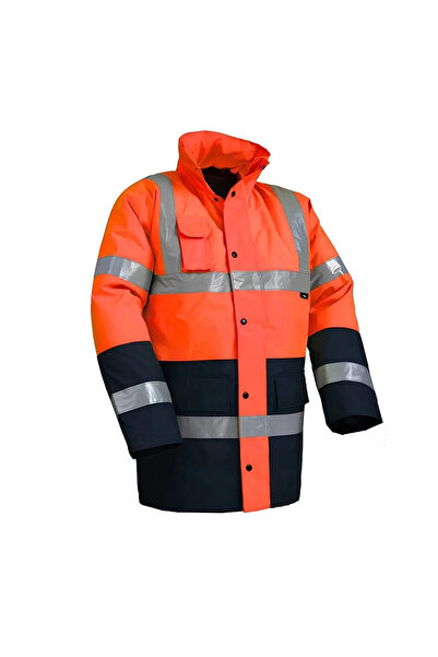 Global TURUNCU-LACİVERT XL FOSFORLU KAPŞONLU MONT- PARKA