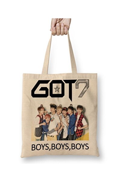 Toyaso Got7 Kpop White Cloth Bag Long Handle Shopping Bag Beach Bag