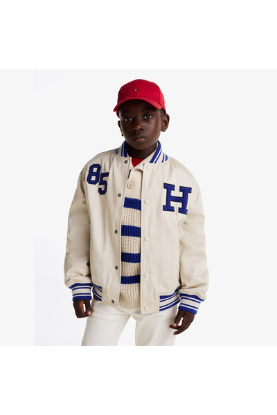 Tommy Hilfiger Twill Badge Varsity Çocuk Bej Ceket