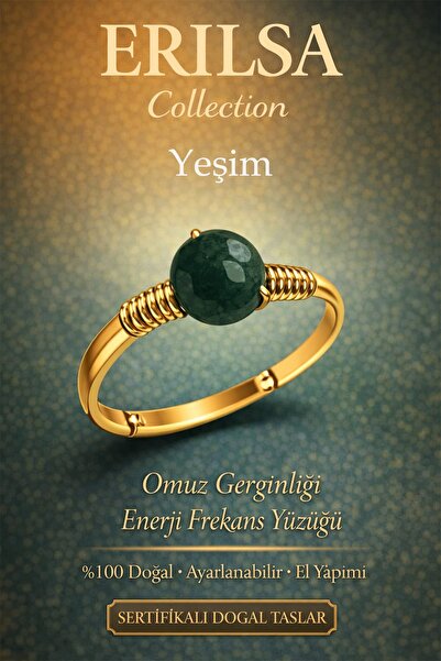 Erilsa Certified Shoulder Tension Energy Frequency Ring – Jade Stone Adjustab...