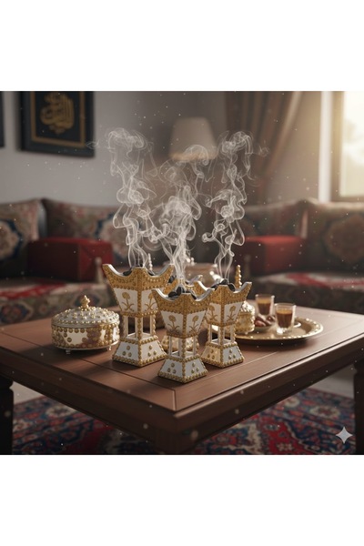 GENERAL طقم مباخر سيفن ونخلة ذهبي 4 حبة طقم