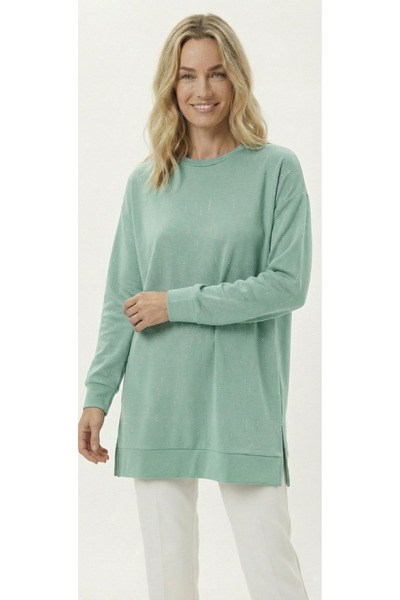 Birol Triko Women's Rain Patterned Water Green Tunic