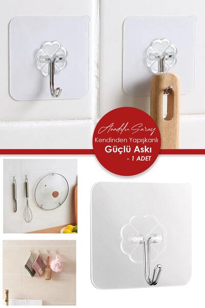 TOPALAKTİCARET Çok Amaçlı Şeffaf Güçlü Kendinden Yapışkanlı Kapı Duvar Askısı...