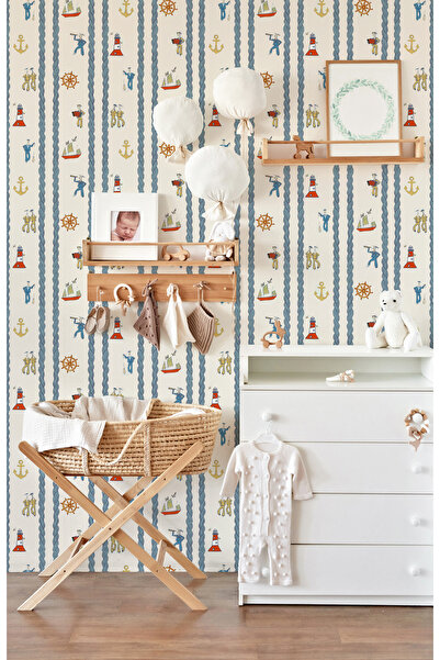 Tasarım Denizci Temalı Dümen Deniz Feneri Çapa Denizciler Deniz Halatı Detayl...