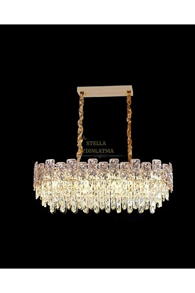 Stella GOLD Led Taşlı kristal ışıltılı Altın Rengi Yemek Masası avize Oturma ...