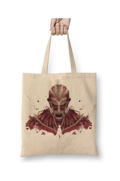 Toyaso Attack on Titan Ink on Titan White Cloth Bag Long Handle Shopping Bag ...