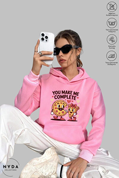 Nyda Collections Unisex Hoodie Long Sleeve You Make Me Complete Printed Hoode...