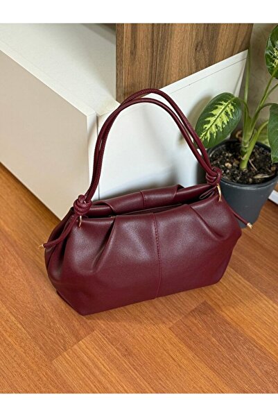LOVELYSTORE Women's Knot Detailed Medium Size Faux Leather Zippered Shoulder ...