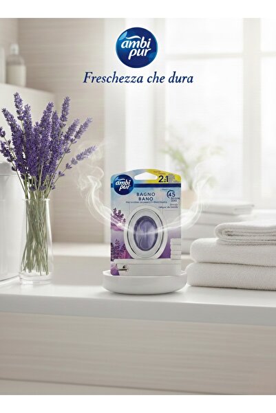 Ambi Pur Bagno Lavender Bathroom Air Freshener, 7.5 ml, 2in1 Anti-Odor Techno...