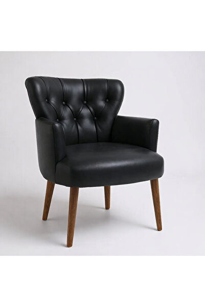 WATERYBROOK Tekli Berjer Koltuk - Kapitoneli Suni Deri - Ceviz Ahşap Ayaklı -...