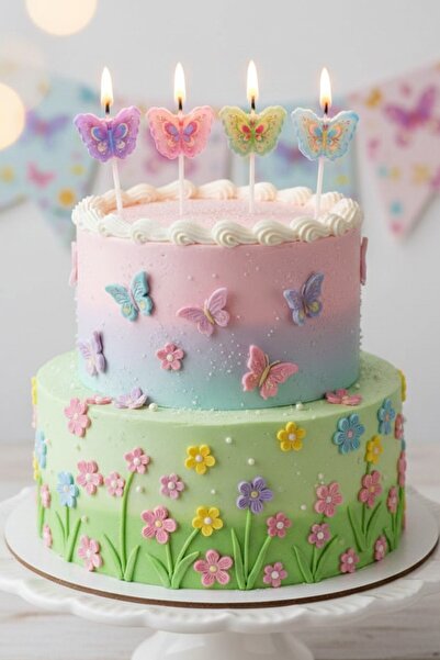 BKMC PARTY 4 LÜ KELEBEK DOĞUM GÜNÜ PARTİ SETİ SÜSÜ MUMU