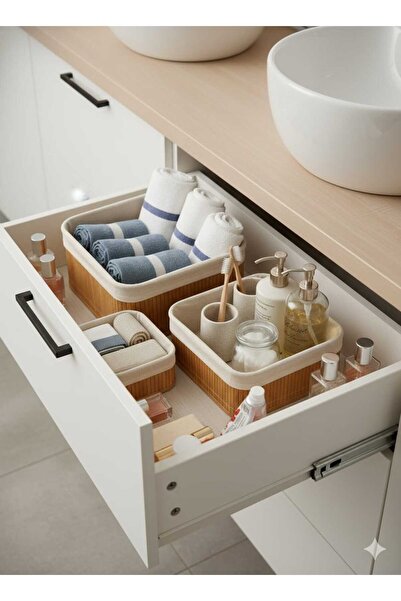 Funny Life 3lüt Basket Bamboo Basket - Διακοσμητικός Οργανωτής Μπάνιου και Κο...