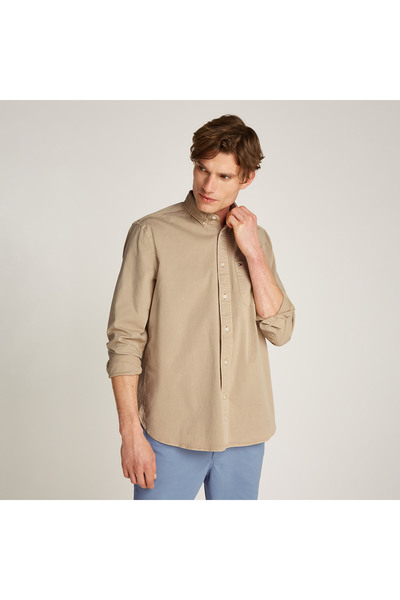 Tommy Hilfiger Gmd Twill Solid Erkek Haki Gömlek