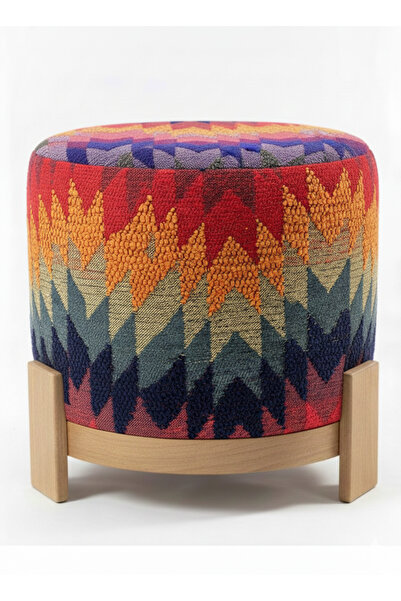 GO&CO CONCEPT Rainbow, %100 Ahşap Ayaklı Puf/Yan Sehpa