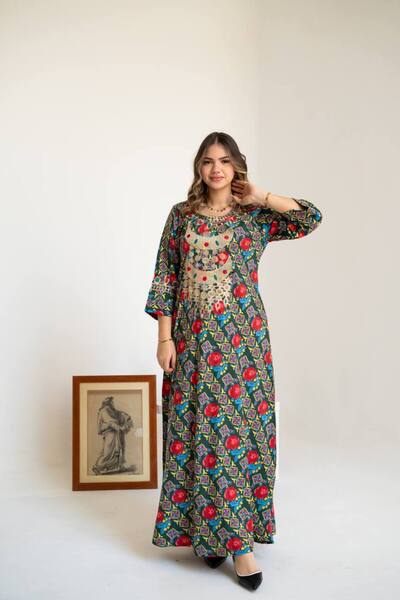 AFandina جلابية شالكي أ م وبنت بإطلالة تراثية أنيقة SM - 57 ) J تنوية الام تا...