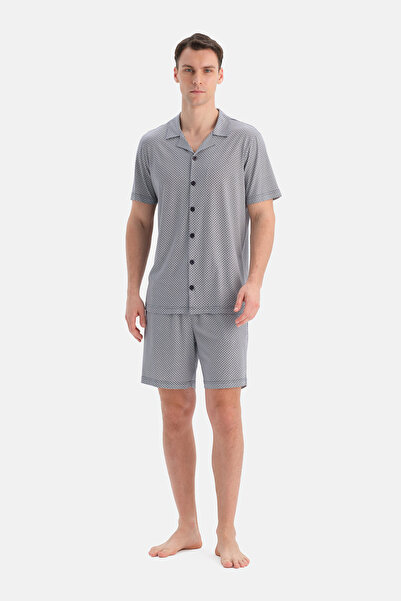 Dagi Πολύχρωμο σετ σορτς πουκάμισο με γεωμετρικά σχέδια και κοντά μανίκια