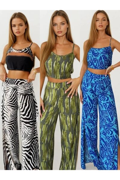 Cbm Γυναικείο Σετ με λεπτομέρεια από υφαντό βισκόζη