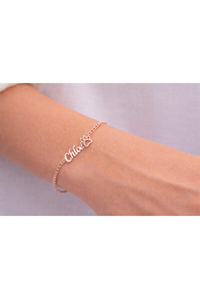 Soleildor 925 ayar Orijinal Gümüş Kişiye Özel Pati İsimli Gümüş Bileklik