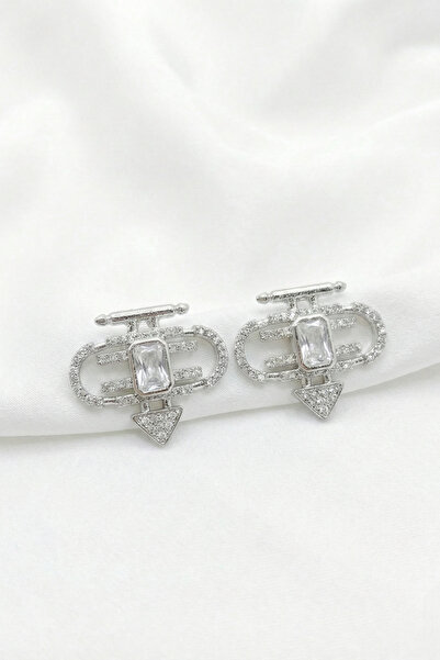 özgül takı ve tasarım Baguette Stone Zircon Stone Patterned Stainless Steel S...