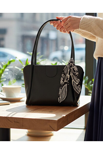 Bersia Women's Shoulder Bag with Scarf Detail and Strap