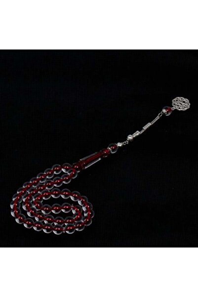 Shaka Khatam Transparent Bakelite Prayer Beads with Burgundy Thread - 45 Beads