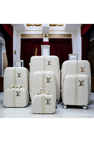 Red Sea 7-piece beige travel bag set with a strap and lettering