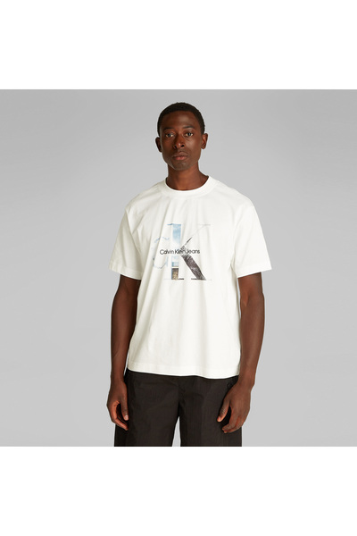 Calvin Klein Photo Monogram Erkek Beyaz T-Shirt
