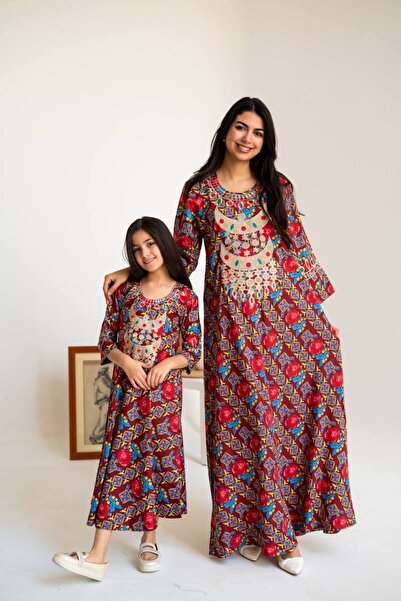 AFandina جلابية شالكي أ م وبنت بإطلالة تراثية أنيقة SM - 57 ) J تنوية الام تا...