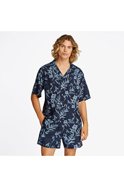 Tommy Hilfiger Bowling Print Erkek Mavi Gömlek