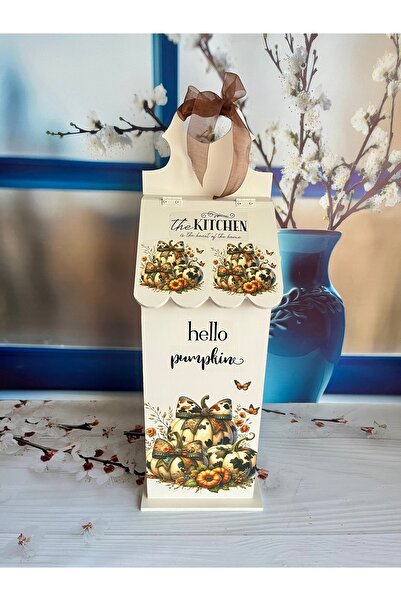 Bypinaryuksel Leopard Patterned Pumpkin Wooden Bag Holder