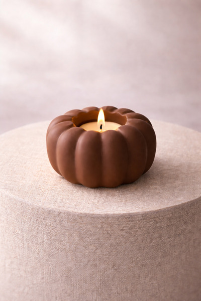 Şirin 3D Tasarım Kabak Mumluk (3 Renk) – Bej, Hardal Sarısı, Kahverengi |Teal...