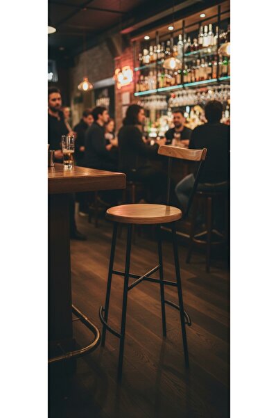 ASYACRAFT Ahşabın Büyüsü Ahşap Bar Sandalyesi