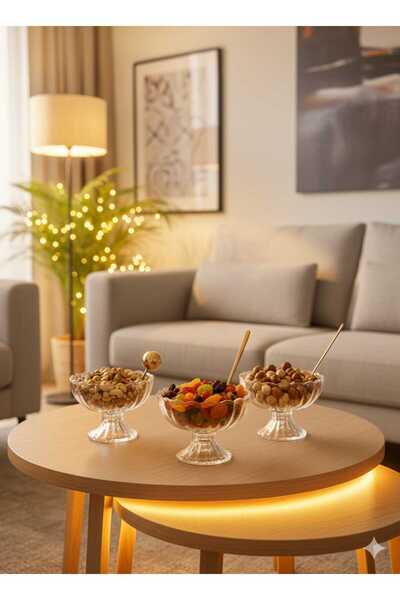 Funny Life 6’lı Cam Ayaklı Sunum Kasesi- Çerezlik- Dondurmalık- Lokumluk- Şek...