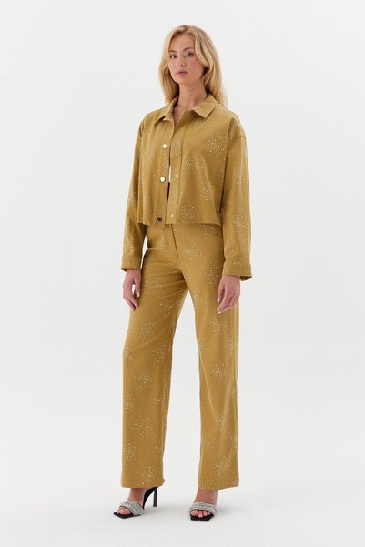 ONNO PRIVE Denim Coat with Spliced Stone Honey Foam