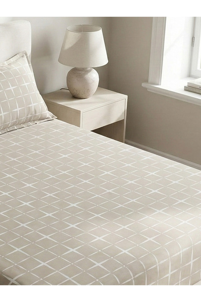 femmhome Fitted Sheet |   100% Cotton |   Premium |   Single/Double/King |   63 Wire Weaving |   Came Soft Grid Series