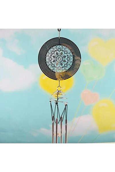 ELSELİFE Feng Shui Mandala Temalı Rüzgar Çanı Dış Mekan Bahçe Balkon Süsü Ark...