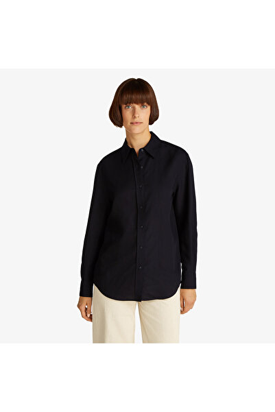 Calvin Klein Linen Blend Regular Kadın Siyah Gömlek