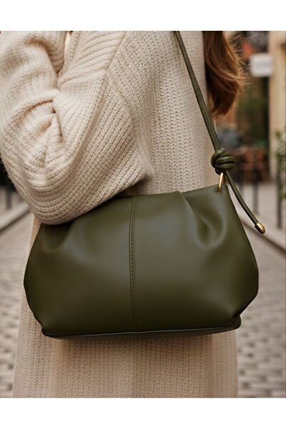 çantamgelsin Ruched Detail Faux Leather Chen Medium Size Hand and Shoulder Ba...