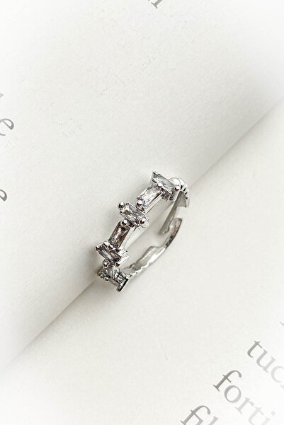 roshel Çelik Ayarlanabilir Minimal Vintage Taşlı Yüzük Altın Kaplama