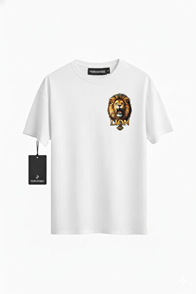 PERISENSE Unisex T-shirt με στάμπα LION KING, από χτενισμένο βαμβάκι υψηλής π...