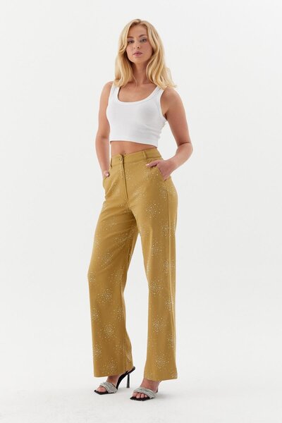 ONNO PRIVE Taşlı Denim Pantolon Bal Köpüğü