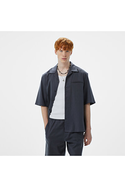 Calvin Klein Linen Tencel Erkek Siyah Gömlek
