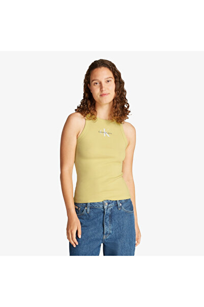 Calvin Klein Monologo Tank Kadın Sarı Kolsuz T-Shirt